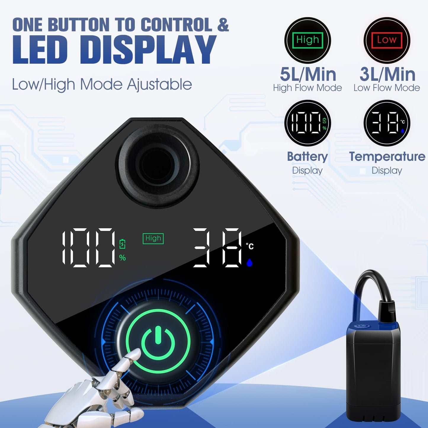 Portable Shower with Heater, 6000Mah Battery Powered Portable Shower for Camping