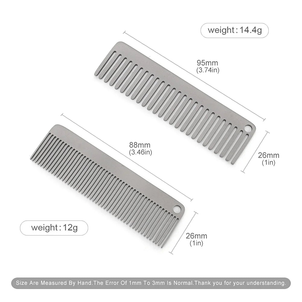 Small Titanium Alloy Comb Portable Combs Camping Keychain Accessories Outdoor Small Tool