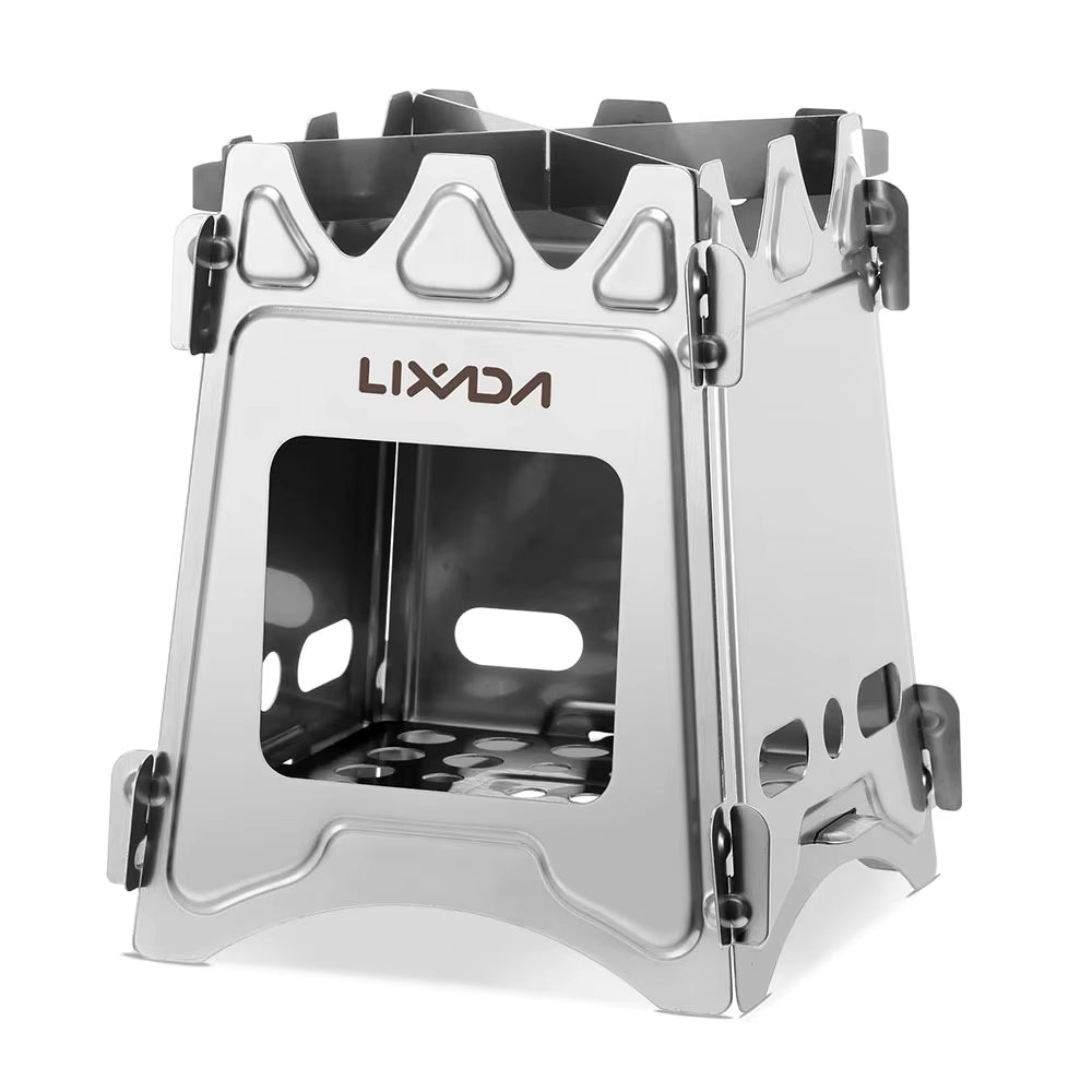 Lixada Compact Folding Titanium Wood Stove for Outdoor Camping Cooking Picnic Wood Burner Camping Accessories and Equipment