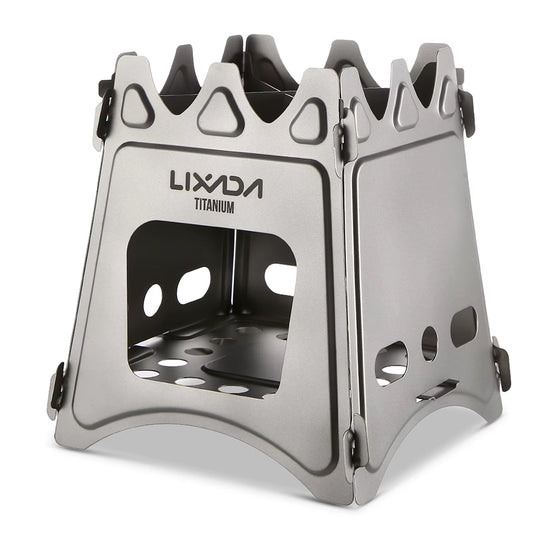 Lixada Compact Folding Titanium Wood Stove for Outdoor Camping Cooking Picnic Wood Burner Camping Accessories and Equipment