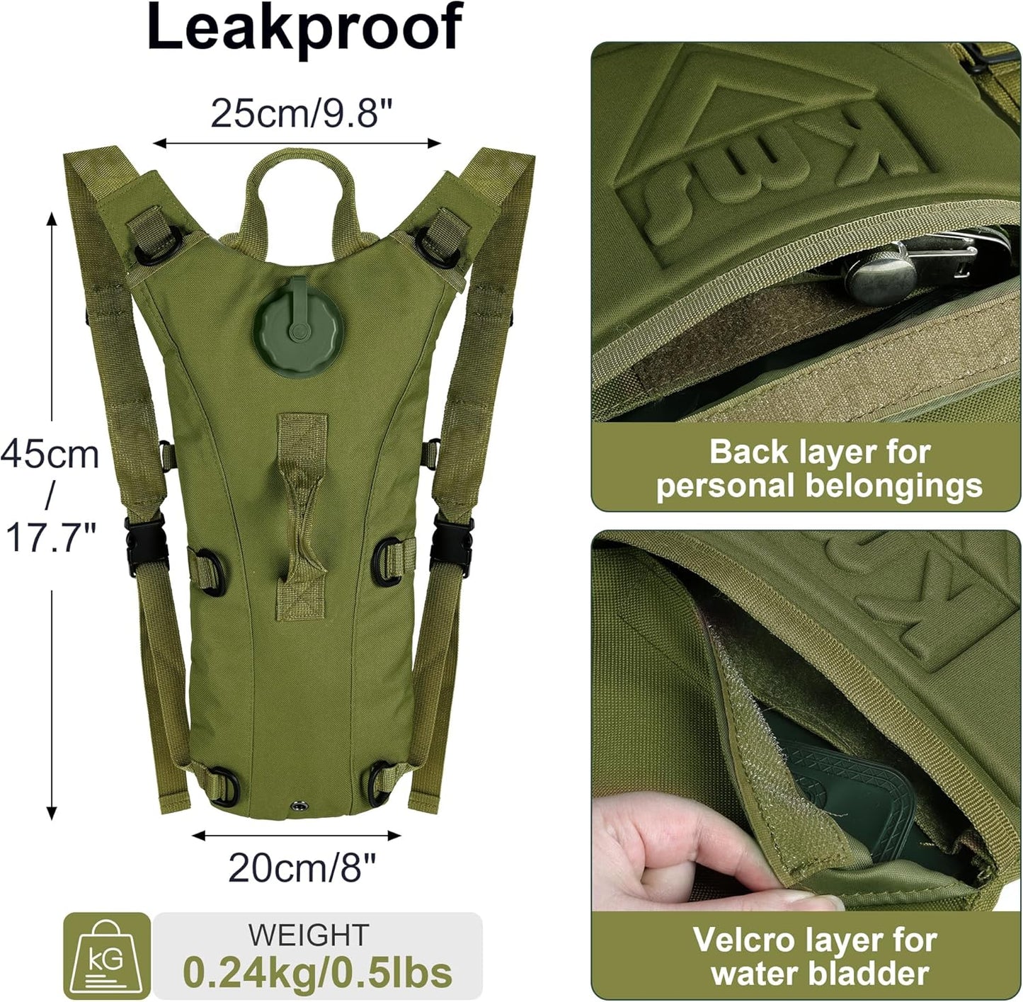 3L Water Bladder Bag Hiking Camping Hydration Backpack Outdoor